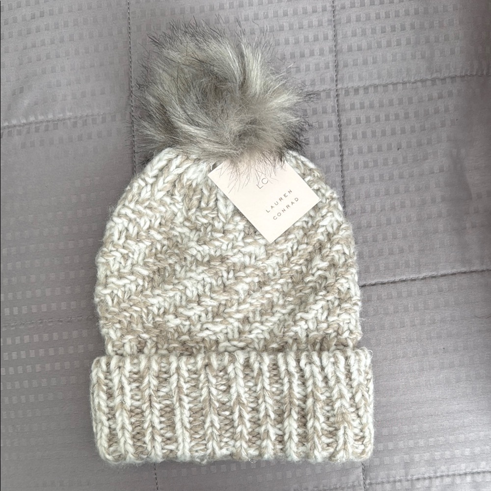 LC Lauren Conrad Knit Beanie with Pom-Pom